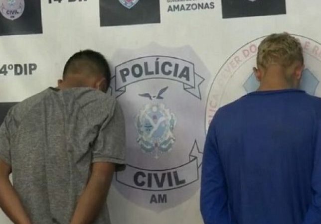 Bandidos são presos em flagrante quando usavam motocicleta roubada e pistola de brinquedo em arrastões na Zona Leste de Manaus.
