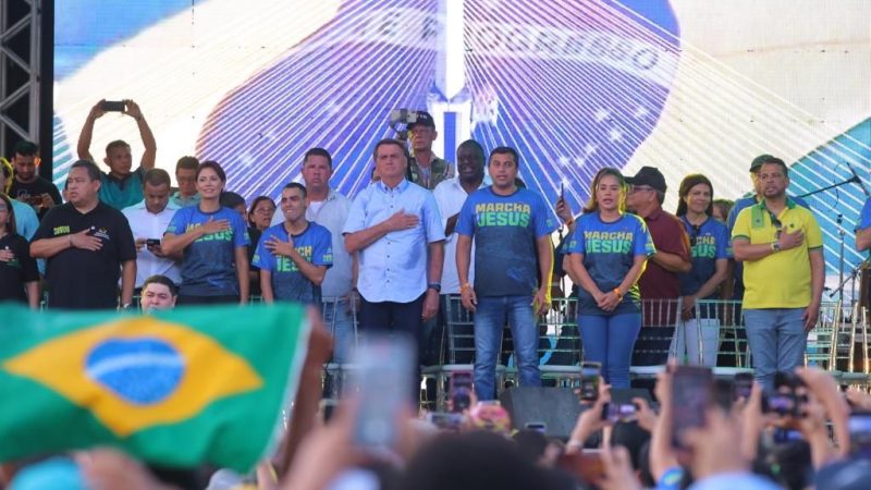 Wilson Lima e primeira-dama Taiana Lima participam da Marcha para Jesus, com a presença do presidente Bolsonaro